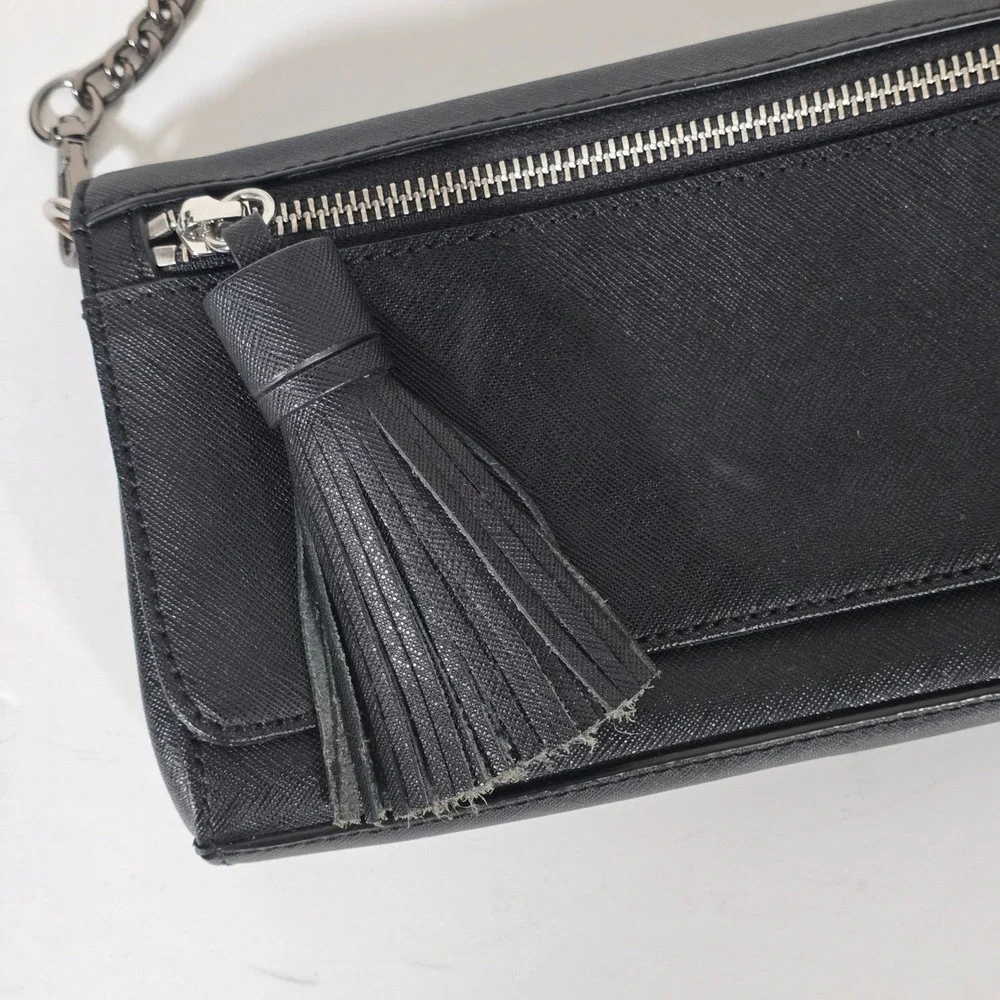 Rebecca Minkoff‎ Black Jill Saffiano Leather Crossbody Bag Gunmetal Chain Tassel
